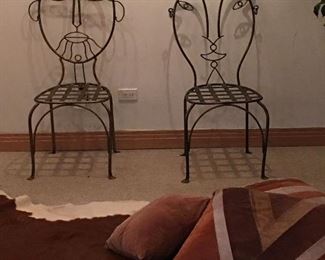 HIS/HERS WROUGHT IRON CHAIRS. *3 PAIRS AVAILABLE W/CAFE TABLE