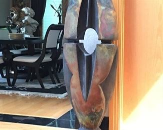 RAKU FIRED SCULPTURE. APPROX 5’ H. 