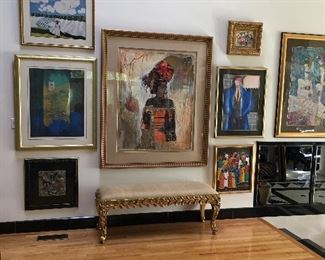 JONATHAN GREEN, MARTA G. WILEY, DEX VERNER, JACKSON HASPIL, GOLD-LEAFED WOODEN CARVED BENCH, ROBIN MORRIS, JIANG TIE FENG, JOYCE ROYBAL