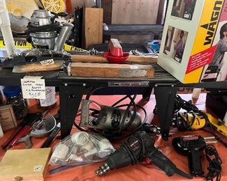 Router table, wagner painter, many tools and equipment items