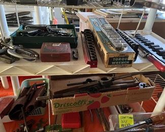 Tap, dies, socket sets, screwdrivers and more