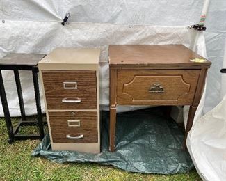 Sewing table, two drawer file cabinet
