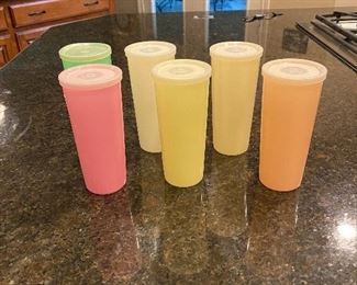Vintage Tupperware tumblers with lids