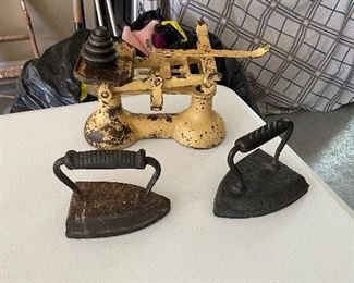 Antique irons and scale