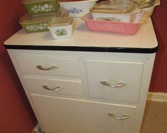 Vintage enamel top cabinet