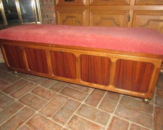 Mid Century teak hope chest/seat