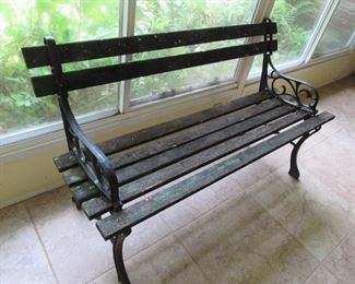 Vintage cast iron & oak bench
