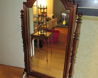 Heavy walnut Cheval mirror
