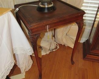 Antique leather top table