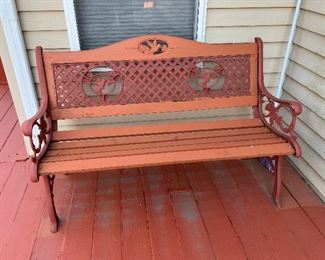 Another metal/wood garden bench