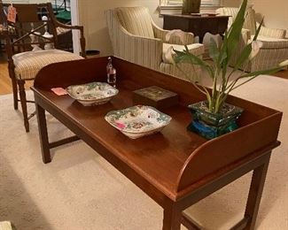 One of two attractive English tray table coffee tables 