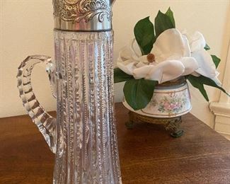 Sevre porcelain, crystal pitcher