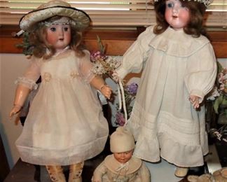 Part of group of 8-10 better antique dolls