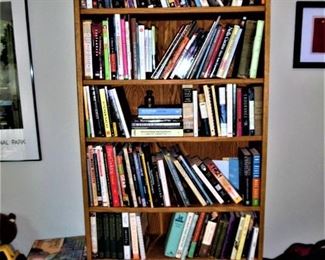 Books, books and books.  Everything from quilting to woodworking to all in between.  Please pay attention to the pictures as everything you see is for sale, even the solid wood bookcase
