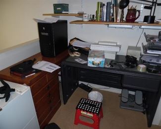 Various desks and office equipment is for sale