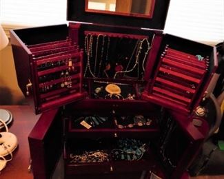 Jewelry chest and lots of beautiful costume jewelry