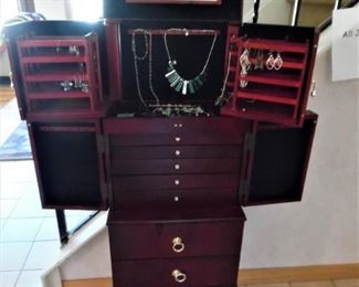 Jewelry hutch and all the jewelry is for sale