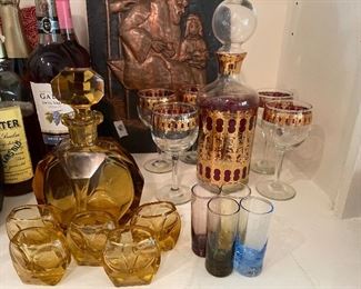 Vintage decanter sets 