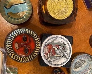 Enamel coaster set, terracotta, acrylic, bass 