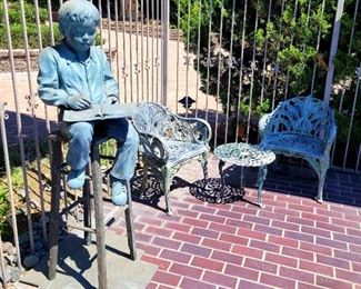 Large bronze child statue