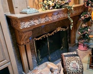 Large cougar and cub sculpture