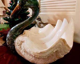 24 inch wide shell with bronze swan head