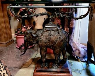 Bronze elephant sculpture/ table by Maitland Smith