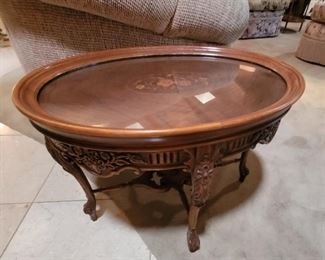French inlaid wood side table
