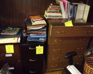 books, file cabinets