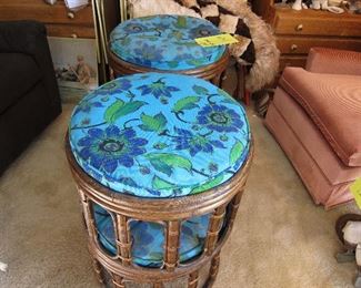 Coolest thing at the sale! These 4 retro Rattan stools!!! You need these!