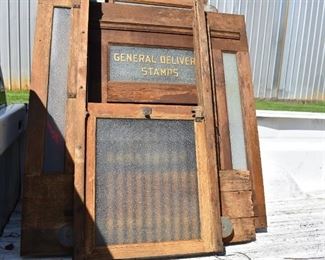 Sections of Antique United States Post Office complete with Windows, Signage, Grills, Mail Slots, Hardware and More! Section pictures taken outside and inside