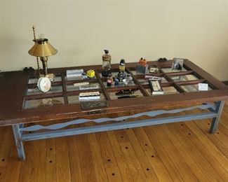 Repurposed, metal frame coffee table, wood door, upcycle coffee table, 