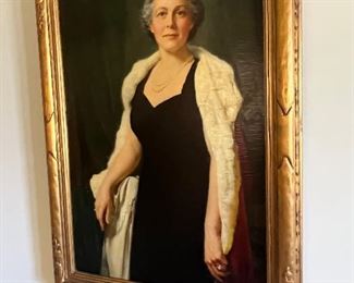 Portrait of Ruth Oxnam wife of Bishop Garfield Bromley Oxnam. Ruth was the daughter of a regarded family who collected fine art. 
Frame Size: 42 x 31
Image Size: 35 x 24
Attributed to: Frank 0. Salisbury in the style of John Singer Sargent 
Circa 1937
Bishop Oxnam was the president of World Council of Churches and the Bishop of Washington Dc, Boston and New York. Both The couple were collectors of high-end 
art. 
Please see the time magazine article published September 13th, 1948 which gives the history of Garfield and provides provenance to the piece. 
Please contact Judy Campbell from 10:00am - 6:00pm Monday - Friday for more information regarding this painting. (989) 600 - 0726.. 