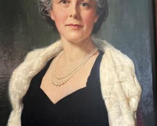 Portrait of Ruth Oxnam wife of Bishop Garfield Bromley Oxnam. Ruth was the daughter of a regarded family who collected fine art. 
Frame Size: 42 x 31
Image Size: 35 x 24
Attributed to: Frank 0. Salisbury in the style of John Singer Sargent 
Circa 1937
Bishop Oxnam was the president of World Council of Churches and the Bishop of Washington Dc, Boston and New York. Both The couple were collectors of high-end 
art. 
Please see the time magazine article published September 13th, 1948 which gives the history of Garfield and provides provenance to the piece. 
Please contact Judy Campbell from 10:00am - 6:00pm Monday - Friday for more information regarding this painting. (989) 600 - 0726.