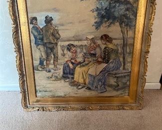The Flirtation 
Framed Print under glass 
Artist: M. Weber 
Inscribed signature 
IS: 25.5 x 23/4
FS: 32 x 30.4  
