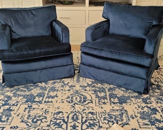 (2) Blue Velveteen Salon Chairs