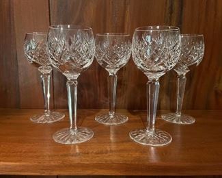 (5) Waterford Lismore Wine Hocks, Marked