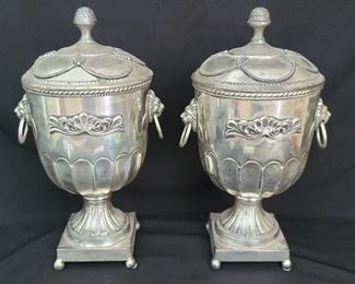 (2) Lacquered Silver Plate Ice / Champagne Urns