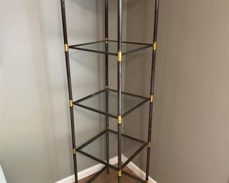 Square Black Metal & Brass Etagere Display Shelf