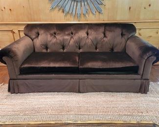 Luxurious Brown Textured Chenille 2-Cushion Couch