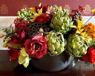 Faux Floral Arrangement with Artichokes