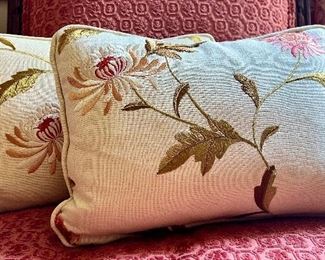 (2) Down Pillows with Flowers