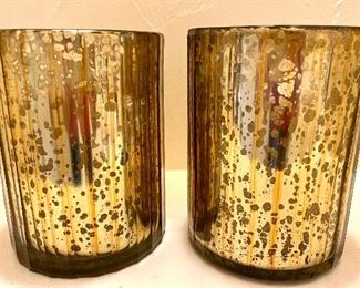 (2) Mercury Glass Hurricanes