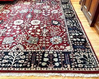 Rug (maroon with navy border) - 9' x 12'3"