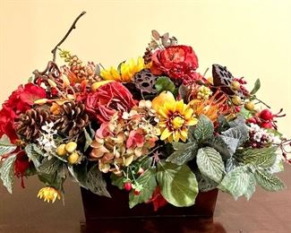 Faux Floral Arrangement with Pinecones