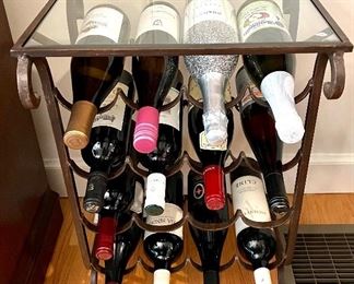 Wrought Iron & Glass Wine Rack 