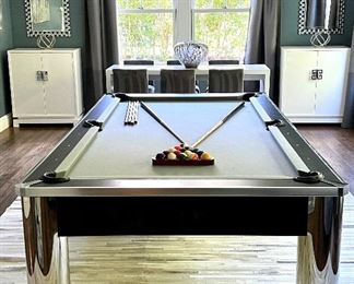 Contemporary Chrome Pool Table - 102"l x 57.5"w x 31.5"h