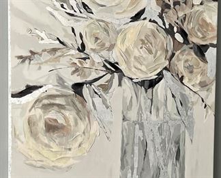 "White Roses" Signed on Stretched Canvas   