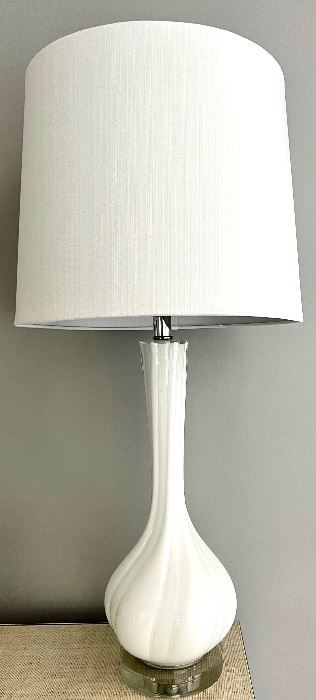 (2) White Glass & Acrylic Lamps