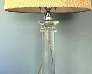 (2) Glass Lamps with Burlap Shade